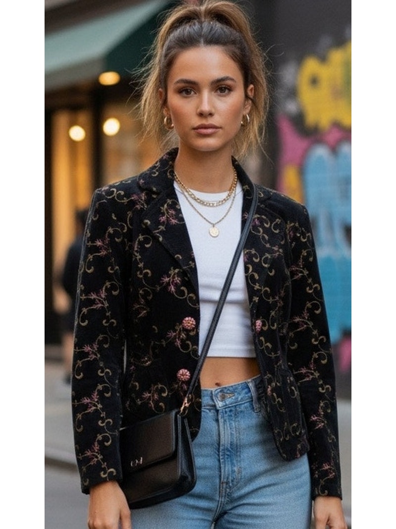 Vintage 90’s A.M.I. Corduroy Embroidered Blazer Jacket